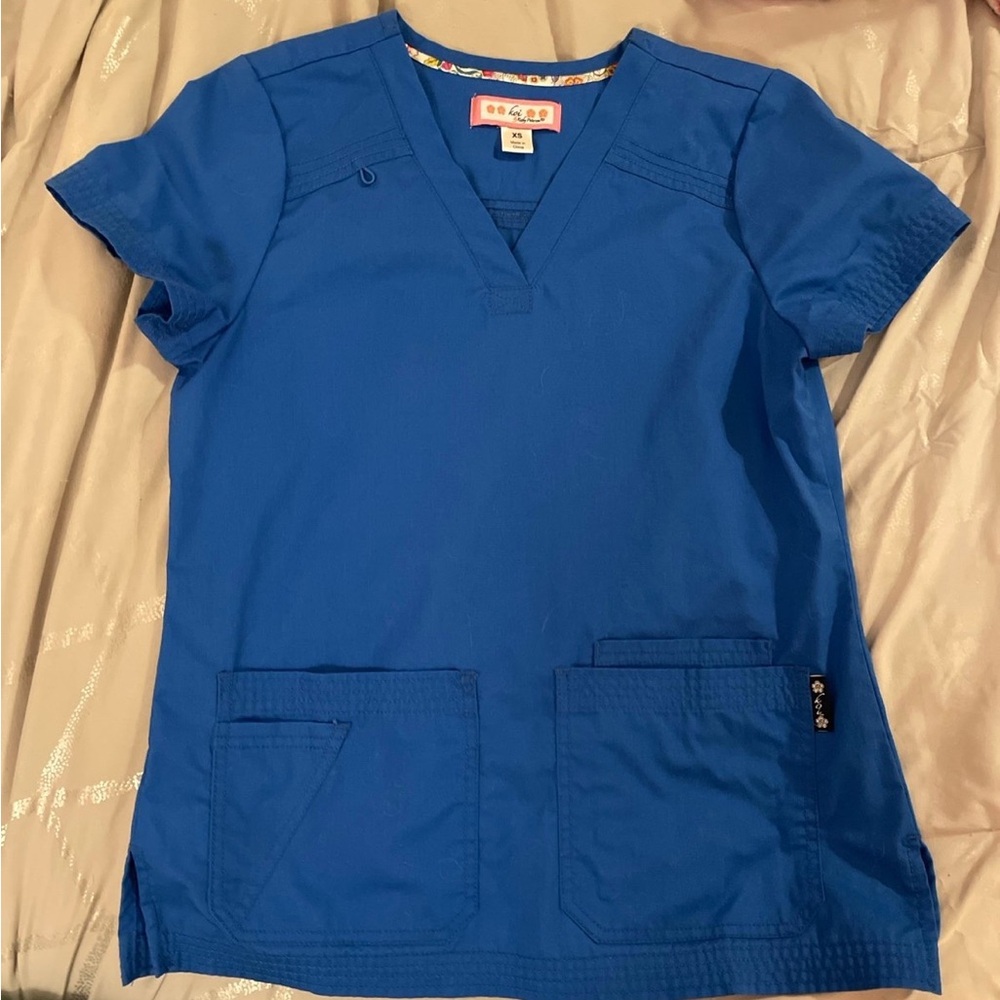 Koi Vibrant Blue Scrub Top